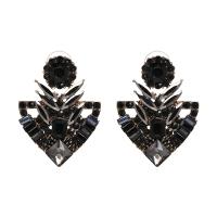 Zinc Alloy Stud Earring with Crystal antique gold color plated for woman Sold By Pair