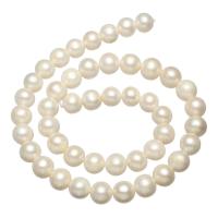 Runde ferskvandskulturperle Beads, Ferskvandsperle, naturlig, hvid, Grade AA, 9-10mm, Hole:Ca. 0.8mm, Solgt Per Ca. 15.5 inch Strand