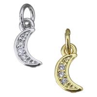 Cubic Zirconia Micro Pave Brass Pendant, Moon, plated, micro pave cubic zirconia, more colors for choice, 5x9x2mm, Hole:Approx 3mm, 10PCs/Lot, Sold By Lot