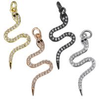Cubic Zirconia Micro Pave Brass Pendant, Snake, plated, micro pave cubic zirconia, more colors for choice, 12x29x2.50mm, Hole:Approx 3mm, 10PCs/Lot, Sold By Lot