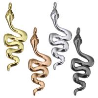 Pingentes Jóias de bronze, cobre, Cobra, banhado, Mais cores pare escolha, 9x28x4mm, Buraco:Aprox 1mm, 10PCs/Lot, vendido por Lot