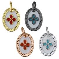 Brass Jewelry Pendants, Flat Oval, plated, enamel, more colors for choice, 9x12x1.50mm, Hole:Approx 3mm, 10PCs/Lot, Sold By Lot