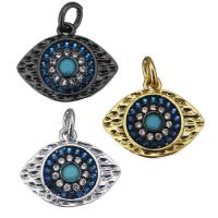 Cubic Zirconia Micro Pave Brass Pendant, Horse Eye, plated, micro pave cubic zirconia & 1/1 loop, more colors for choice, 16x13x2.50mm, Hole:Approx 3mm, 10PCs/Lot, Sold By Lot