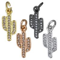 Cubic Zirconia Micro Pave Brass Pendant, Opuntia Stricta, plated, micro pave cubic zirconia, more colors for choice, 7x15x1mm, Hole:Approx 3.5mm, 10PCs/Lot, Sold By Lot