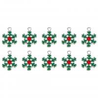 Tibetan Style Christmas Pendants, Snowflake, silver color plated, enamel, 16mm, Hole:Approx 0.5mm, 10PCs/Lot, Sold By Lot