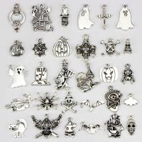 Stop cynku Wisiorek, Platerowane w kolorze srebra, Halloween biżuteria, 11-26mm, otwór:około 0.5-2mm, 30komputery/Ustaw, sprzedane przez Ustaw