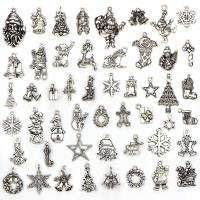 Zinc Alloy Jul Vedhæng, antik sølv farve forgyldt, Julen smykker, 13-33mm, Hole:Ca. 0.5-2mm, 50pc'er/sæt, Solgt af sæt
