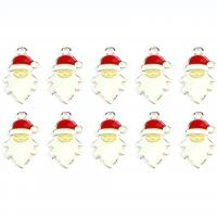 Zinc Alloy Christmas Pendants Santa Claus silver color plated Christmas jewelry & enamel 24mm Approx 0.5mm Sold By Lot