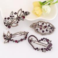 Tibetan Style Hair Clip, plated, different styles for choice & for woman & with rhinestone, more colors for choice, nickel, lead & cadmium free, 32x60mm, Sold By PC