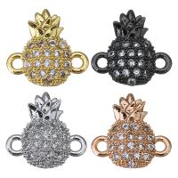 Brass Jewelry Connector, Pineapple, plated, micro pave cubic zirconia & 1/1 loop, more colors for choice, 10x10x2.50mm, Hole:Approx 1.5mm, 10PCs/Lot, Sold By Lot