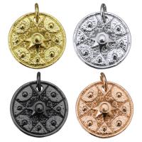 Brass Jewelry Pendants, Flat Round, plated, more colors for choice, 15x2.50mm, Hole:Approx 3mm, 10PCs/Lot, Sold By Lot