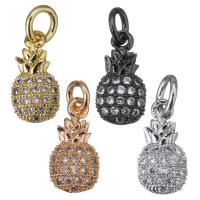 Cubic Zirconia Micro Pave Brass Pendant, Pineapple, plated, micro pave cubic zirconia, more colors for choice, 6x12x2.50mm, Hole:Approx 2mm, 10PCs/Lot, Sold By Lot
