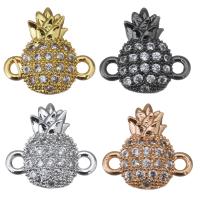Brass Jewelry Connector, Pineapple, plated, micro pave cubic zirconia & 1/1 loop, more colors for choice, 10x10x2.50mm, Hole:Approx 1mm, 10PCs/Lot, Sold By Lot