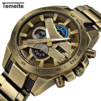 TeMeiTe® Men Jewelry Watch Glass with Stainless Steel & Zinc Alloy Japanese watch movement Life water resistant & multifunctional & for man plated Approx 9.4 Inch  Sold By PC