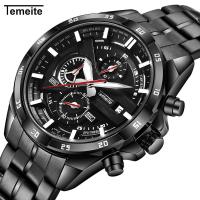 TeMeiTe® Men Jewelry Watch Glass with Stainless Steel & Zinc Alloy Japanese watch movement Life water resistant & multifunctional & for man plated Approx 9 Inch  Sold By PC