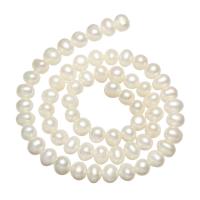 Perlas Patata Freshwater, Perlas cultivadas de agua dulce, con rosca, Blanco, 9-10mm, agujero:aproximado 0.8mm, Vendido para aproximado 15.3 Inch Sarta