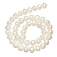 Perlas Redondas Freshwater, Perlas cultivadas de agua dulce, Esférico, natural, longitud diferente para la opción, Blanco, 6-7mm, agujero:aproximado 0.8mm, Vendido por Sarta