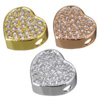 Brass Jewelry Connector, Heart, plated, micro pave cubic zirconia & 1/1 loop, more colors for choice, 9.50x9x3.50mm, Hole:Approx 2mm, 10PCs/Lot, Sold By Lot