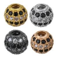 Brass Large Hole Bead, Drum, plated, micro pave cubic zirconia, more colors for choice, 8x7x8mm, Hole:Approx 3mm, 10PCs/Lot, Sold By Lot