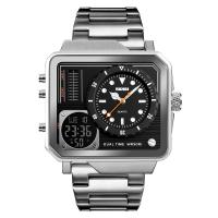 SKmei® Reloj para hombre, acero inoxidable, con dial de aleación de cinc & Vidrio, chapado, 30M resistente al agua & LED, más colores para la opción, 48x51x14mm, 24mm, longitud:aproximado 9 Inch, Vendido por UD