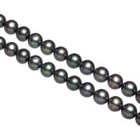Runde ferskvandskulturperle Beads, Ferskvandsperle, malakitgrønt, 8-9mm, Hole:Ca. 0.8mm, Solgt Per Ca. 15 inch Strand
