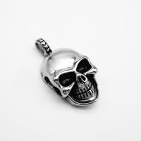Stainless Steel Skull Pendants, Halloween Jewelry Gift, original color, 23.53x45.09mm, Sold By PC