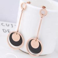 Titanium Steel Drop Earring with Acrylic gold color plated for woman Sold By Pair
