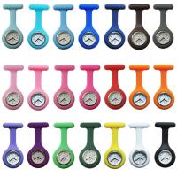 Nurse Watch, Silicone, with Tibetan Style dial & Glass & Iron, platinum color plated, different styles for choice, 40x86.50x8.50mm, 5PCs/Lot, Sold By Lot