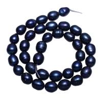 Brambor pěstované sladkovodní perle, Sladkovodní Pearl, modrý, 9-10mm, Otvor:Cca 0.8mm, Prodáno za Cca 15.5 inch Strand