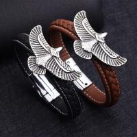 Cowhide Bracelet with Stainless Steel Eagle for man & blacken 13mm Sold Per Approx 8.3 Inch Strand