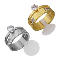 nehrđajućeg Čelik vještački dijamant Finger Ring, Nehrđajući čelik, riječ zauvijek, pozlaćen, različite veličine za izbor & za žene & s Rhinestone, više boja za izbor, 10mm, Prodano By PC