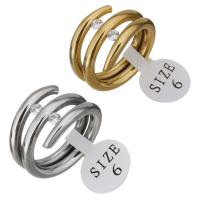 Rhinestone-Edelstahl -Finger-Ring, Edelstahl, plattiert, verschiedene Größen vorhanden & für Frau & mit Strass, keine, 14mm, verkauft von PC