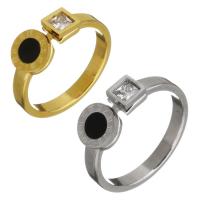 Stainless Steel Finger Ring with Resin plated with roman number & for woman & with rhinestone 7mm Sold By PC