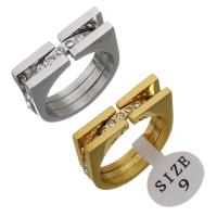 حجر الراين خاتم الإصبع الفولاذ المقاوم للصدأ, مطلي, حجم مختلفة للاختيار & للمرأة & مع حجر الراين, المزيد من الألوان للاختيار, 6mm, تباع بواسطة PC