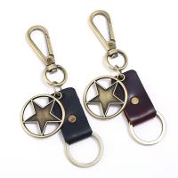Porte-clés, alliage de zinc, avec Cuir, Plaqué de couleur de bronze antique, plus de couleurs à choisir, 40mm, 10PC/lot, Vendu par lot