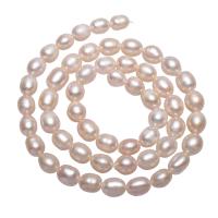 Perlas Arroz Freshwater, Perlas cultivadas de agua dulce, natural, Rosado, 6-7mm, Vendido para aproximado 15 Inch Sarta