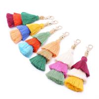 Tibetan Style Bag Pendant, with Cotton Thread, Tassel, rose gold color plated, Bohemian style, more colors for choice, nickel, lead & cadmium free, 150mm, Sold By PC