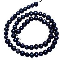 Perlas Patata Freshwater, Perlas cultivadas de agua dulce, azul, 6-7mm, agujero:aproximado 0.8mm, Vendido para aproximado 15 Inch Sarta
