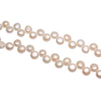 Cultured Round Freshwater Pearl Beads, Flat Round, natural, pink, 8-9mm, Hole:Approx 0.8mm, Sold Per Approx 15 Inch Strand