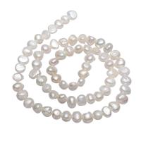 Perlas Patata Freshwater, Perlas cultivadas de agua dulce, natural, Blanco, 5-6mm, agujero:aproximado 0.8mm, Vendido para aproximado 14.2 Inch Sarta