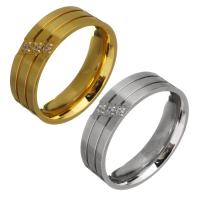 حجر الراين خاتم الإصبع الفولاذ المقاوم للصدأ, مطلي, حجم مختلفة للاختيار & للمرأة & مع حجر الراين, المزيد من الألوان للاختيار, 6mm, تباع بواسطة PC