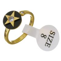 нержавеющая сталь Кольцо, с канифоль, Звезда, плакирован золотом, разный размер для выбора & Женский & со стразами, 10mm, продается PC