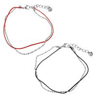 Stainless Steel Jewelry Bracelet, with Nylon Cord, with 1.5Inch extender chain, with bell & for woman & 2-strand, more colors for choice, 3x1.5mm, 1.5x1.5mm, 1mm, Sold Per Approx 8 Inch Strand