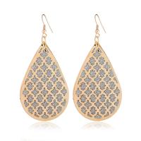 Tibetan Style Drop Earrings, Teardrop, gold color plated, for woman, 32x70mm, Sold By Pair