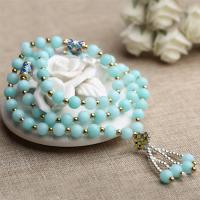 ​Amazonite​ Wrap Bracelet with Zinc Alloy silver color plated for woman & multi-strand 6mm Sold Per Approx 21 Inch Strand