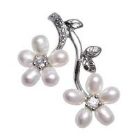 Freshwater Pearl Pendants Brass with Freshwater Pearl Rice platinum plated with rhinestone white nickel lead & cadmium free Sold By PC