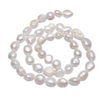 Barock odlad sötvattenspärla pärlor, Freshwater Pearl, Nuggets, naturlig, vit, 8-9mm, Hål:Ca 0.8mm, Såld Per Ca 15.5 inch Strand