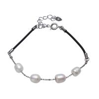 Freshwater Cultured Pearl Bracelet, Brass, with Freshwater Pearl, platinum plated, adjustable & for woman, nickel, lead & cadmium free, 6-7mm, Sold Per Approx 5.5 mm Strand