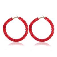 Tibetan Style Hoop Earring, with Acrylic, silver color plated, for woman, more colors for choice, 60x60mm, Sold By Pair
