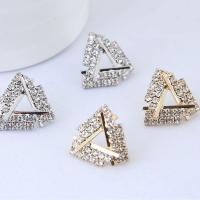 Brass Stud Earring, Triangle, plated, micro pave cubic zirconia & for woman, more colors for choice, nickel, lead & cadmium free, 16mm, Sold By Pair
